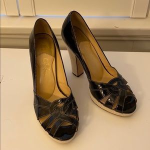 Cole Hahn Black peep toe pumps